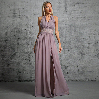 More than Multiple Wear Rope Cross Backless Bandage One Piece Dress Maxi Dress