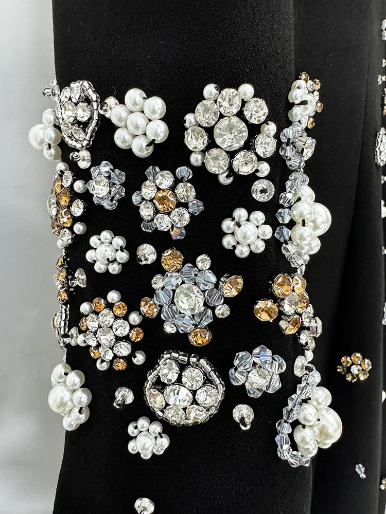 Long Sleeve Luxurious Beaded Maxi Dress