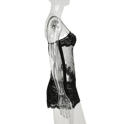 Mesh Cami Embroidered Mini Dress