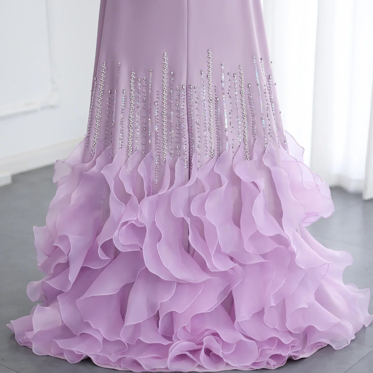 Lilac Ruffles Evening Dresses for Women