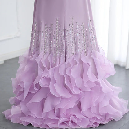 Lilac Ruffles Evening Dresses for Women