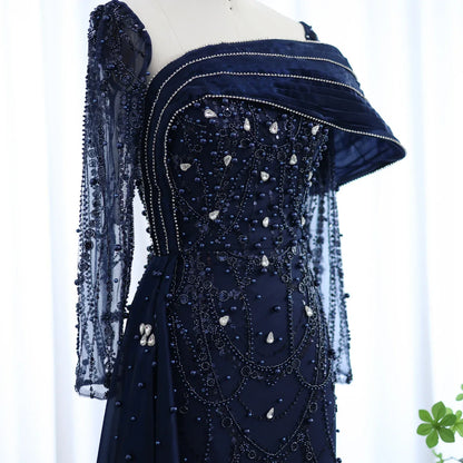Crystal Mermaid Evening Gown with Overskirt