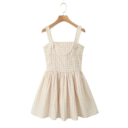 Cross Ribbon Folds Hem Ball Gown Swing Mini Dress