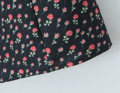 Flower Print Embroidery Lace Slash Collar Mini Dress
