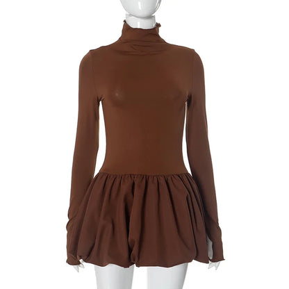 Long Sleeve Turtleneck Bud Mini Dress