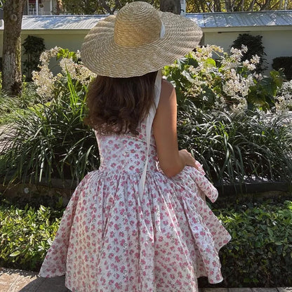 Flower Printed Open Back A-line Corset Mini Dress