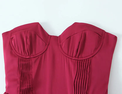 Bra Chest With Wire Satin Strapless Dress