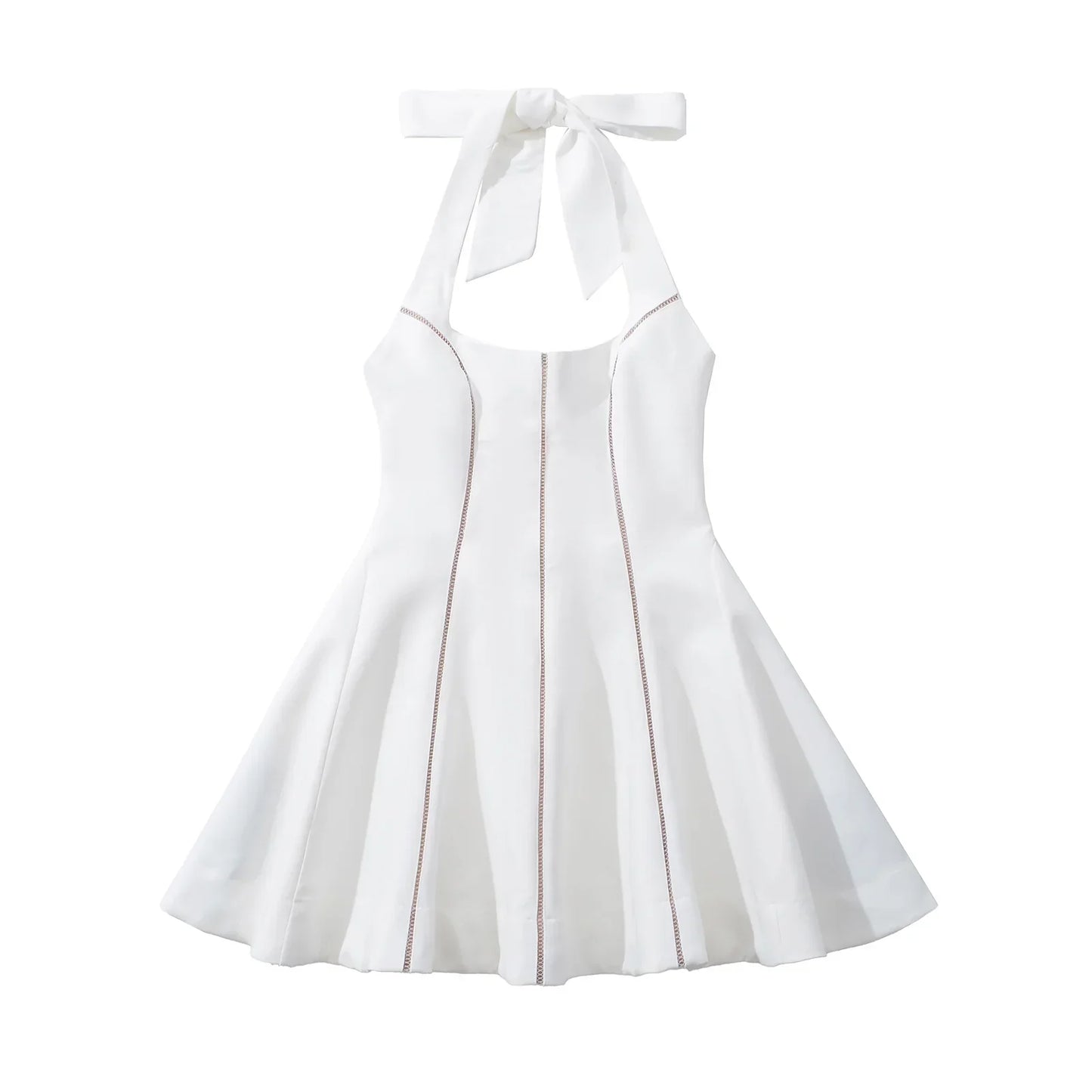 Bow Halter Spliced Ball Gown Backless Dresses