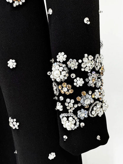 Long Sleeve Luxurious Beaded Maxi Dress