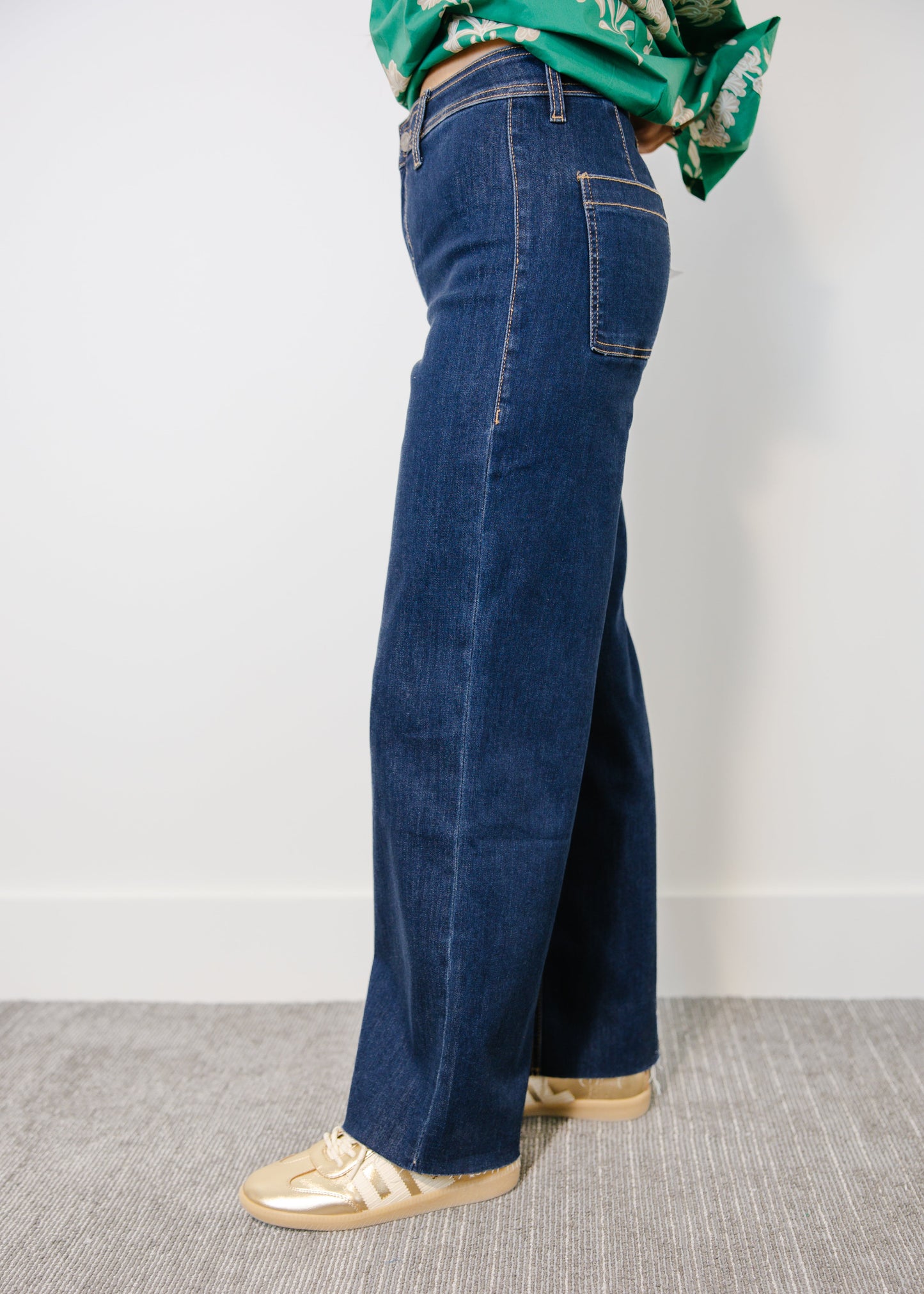 High Rise Raw Hem Jeans