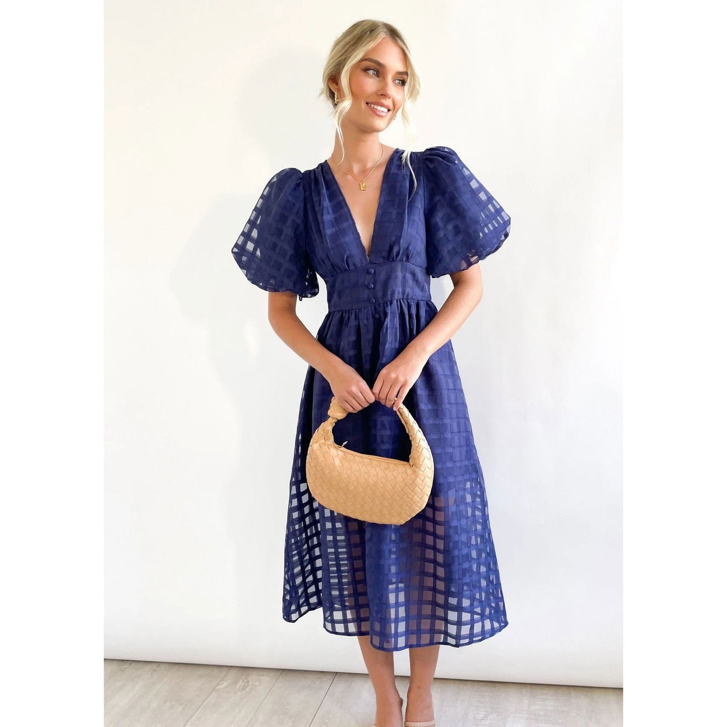 Multi Color Lantern Sleeve Dress Casual Party