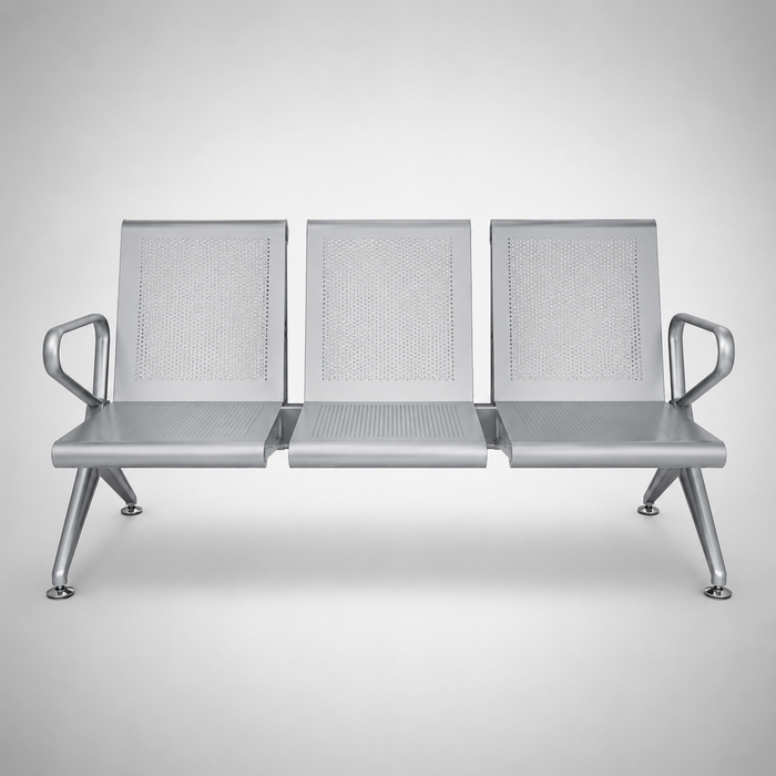 Airport Waiting Chair with Anti-Skid Base and Seat Design Providing Chrome Finish and Ergonomic Design for Terminals