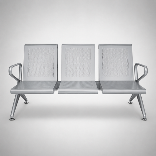 Airport Waiting Chair with Anti-Skid Base and Seat Design Providing Chrome Finish and Ergonomic Design for Terminals