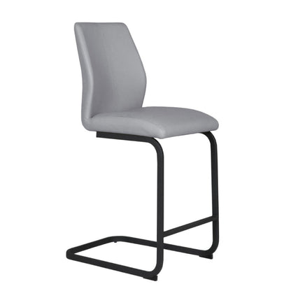 Gray bar stool with black metal frame on a white background