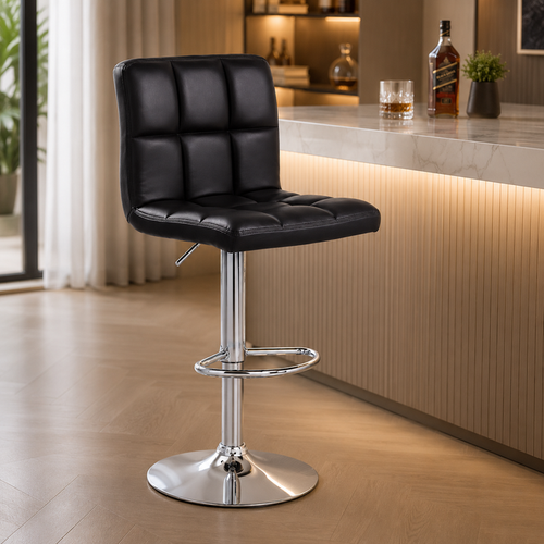 Bar Stool Chair With Metal Chrome Base Leatherette Upholstery with Foot Stand