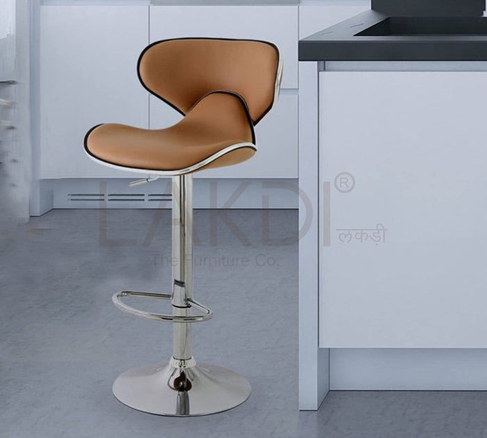 Bar Stool Metal Chrome Base Horse Shape Leatherette
