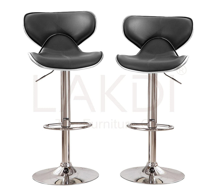 Bar Stool Metal Chrome Base Horse Shape Leatherette -