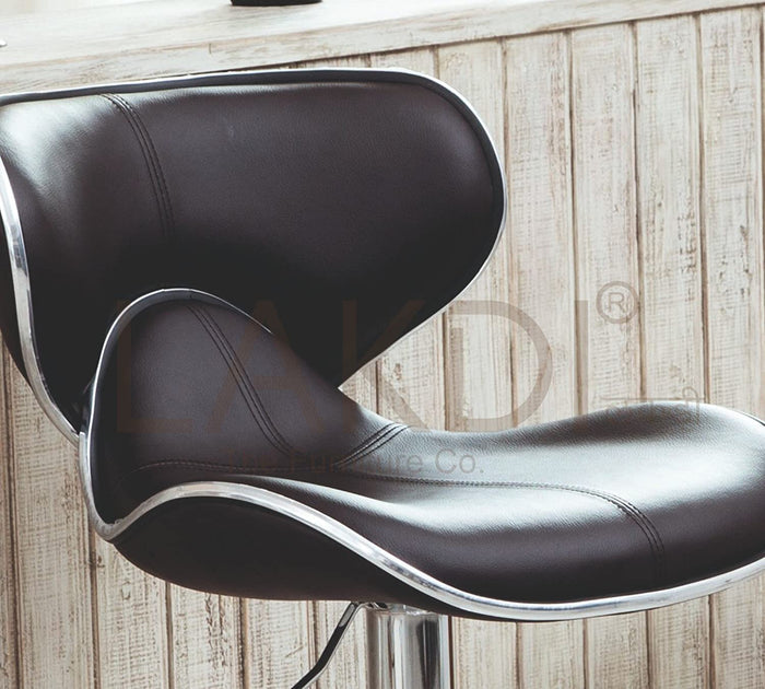 Bar Stool Metal Chrome Base Horse Shape Leatherette -