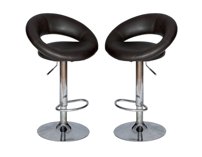 Bar Stool With Height Adjustable Metal Chrome Finish Base