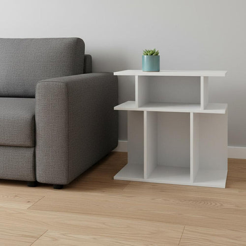 Bedside Table with Glossy White Finish and Wooden Frame for Premium Bedroom Look