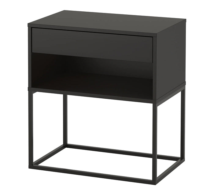 Bedside Table with Sturdy Built Drawer and Metal Legs for Stylish Bedroom Vibe