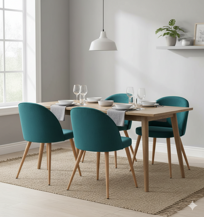 Best Mid-Century Modern Velvet Dining Chair with Wooden Legs