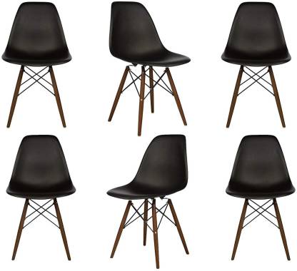 Cafe Chair in Wooden Legs Base PP Molded