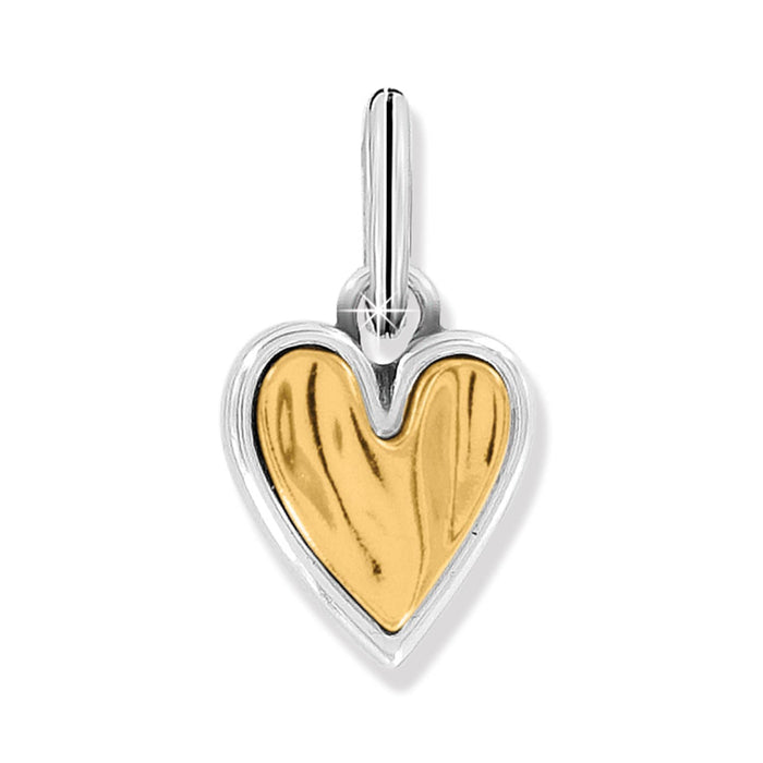 Brighton heart pendant charm with gold-tone center and silver-tone border framing on a white background