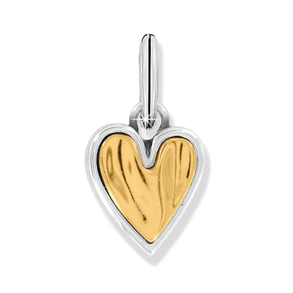 Brighton heart pendant charm with gold-tone center and silver-tone border framing on a white background