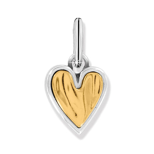Brighton heart pendant charm with gold-tone center and silver-tone border framing on a white background