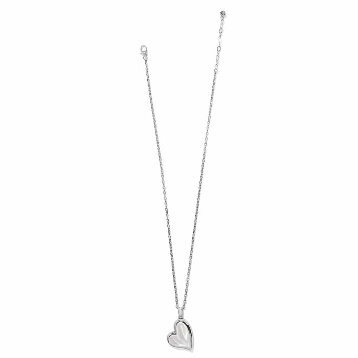 Brighton heart pendant necklace with polished silver-tone finish and delicate cable chain on a white background
