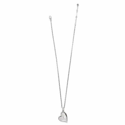 Brighton heart pendant necklace with polished silver-tone finish and delicate cable chain on a white background