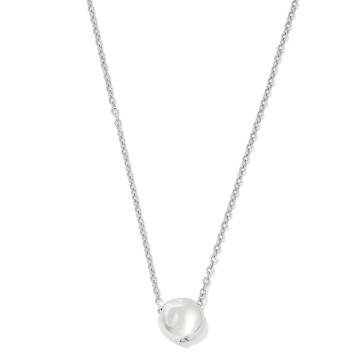 Brighton pendant necklace with silver-tone chain and small polished round pendant on a white background