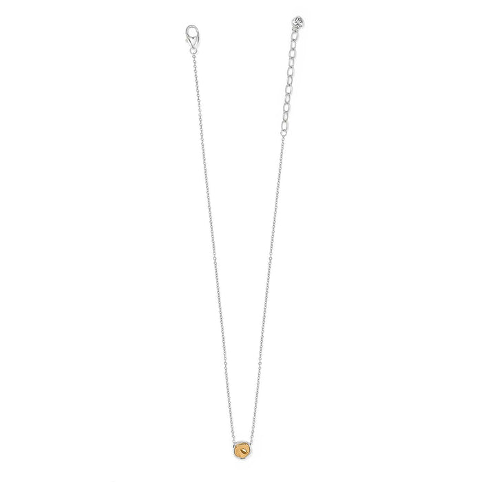 Brighton silver-tone chain necklace with small two-tone pendant and lobster clasp closure on a white background