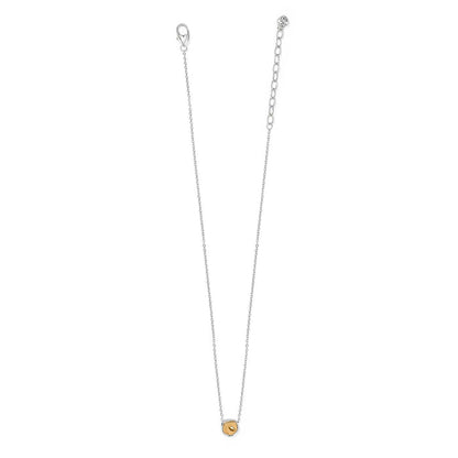 Brighton silver-tone chain necklace with small two-tone pendant and lobster clasp closure on a white background