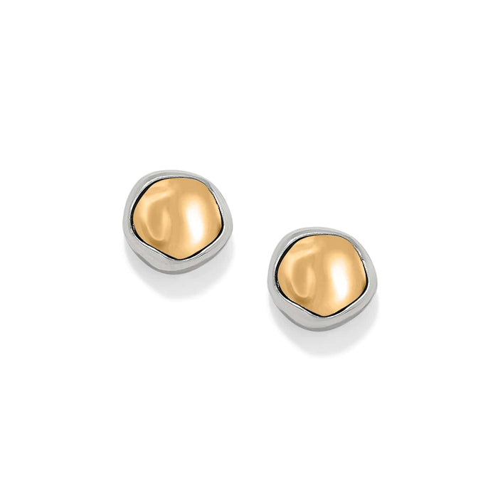 Brighton stud earrings with gold-tone organic centers framed by silver-tone bezels in two-tone finish on a white background