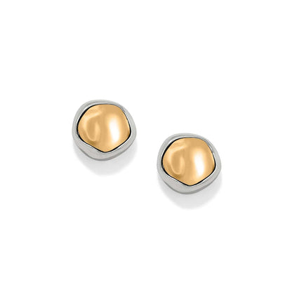 Brighton stud earrings with gold-tone organic centers framed by silver-tone bezels in two-tone finish on a white background