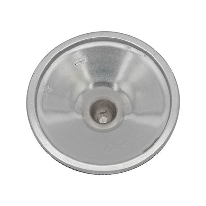Brighton round chrome-finish hardware piece shown from the back with center post and rolled edge on a white background