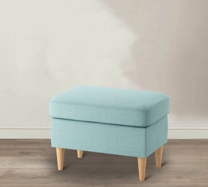 Chic Aqua Fabric Ottoman with Storage  - Footrest, Extra Seating & Stylish Home Decor Accent