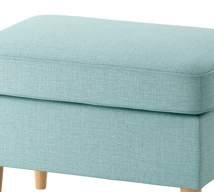 Chic Aqua Fabric Ottoman with Storage  - Footrest, Extra Seating & Stylish Home Decor Accent