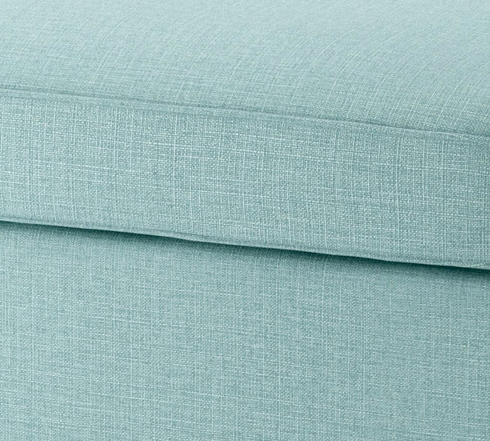 Chic Aqua Fabric Ottoman with Storage  - Footrest, Extra Seating & Stylish Home Decor Accent
