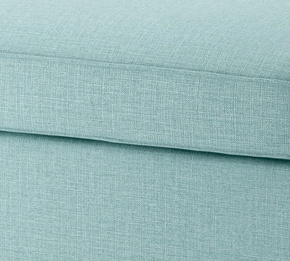 Chic Aqua Fabric Ottoman with Storage  - Footrest, Extra Seating & Stylish Home Decor Accent