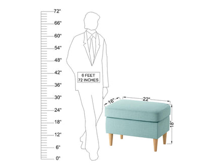 Chic Aqua Fabric Ottoman with Storage  - Footrest, Extra Seating & Stylish Home Decor Accent