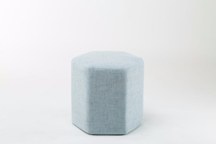 Chic Hexagonal Blue Fabric Pouffe with Seating and Stylish Home Decor Accent