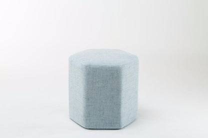 Chic Hexagonal Blue Fabric Pouffe with Seating and Stylish Home Decor Accent