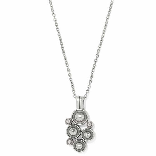 Brighton silver-plated pendant necklace with clustered hammered circles and crystal accents on a white background