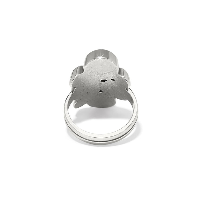 Brighton ring shown from the back with silver-plated band and textured setting on a white background