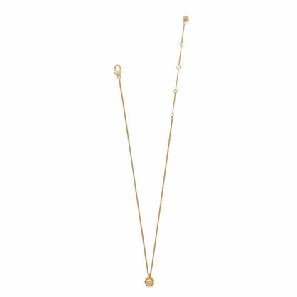 Brighton pendant necklace with small gold-plated round charm, lobster clasp, and adjustable chain on a white background