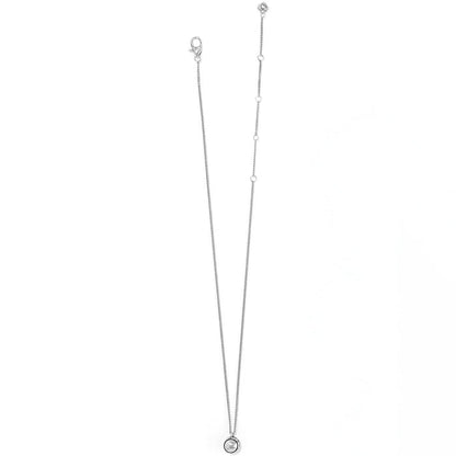 Brighton pendant necklace with small round silver-tone drop, lobster clasp, and adjustable chain on a white background