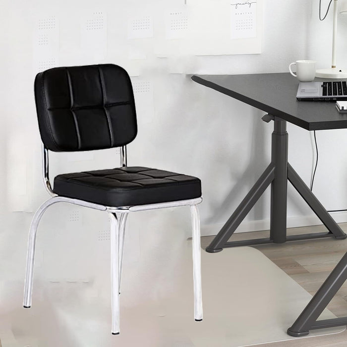 Contemporary Leatherette Visitor Chair – Cushioned Comfort with Chrome Base